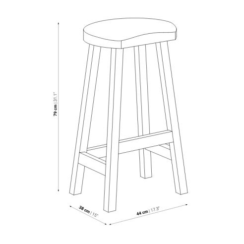 Tabouret haut 79 cm en teck ton noir, King Tabouret haut 79 cm en teck ton noir, King