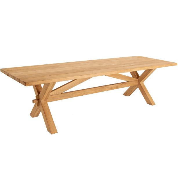 Table en teck massif pieds croisés, Plank