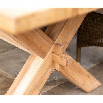 Table en teck massif pieds croisés, Plank