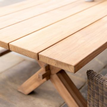 Table en teck massif pieds croisés, Plank