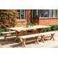 Banc en teck massif pieds croisés, 120 cm, Plank Banc en teck massif pieds croisés, 120 cm, Plank