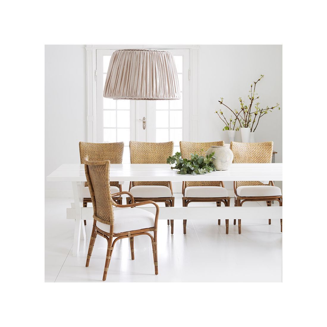 Fauteuil en rotin naturel avec coussin, Melody