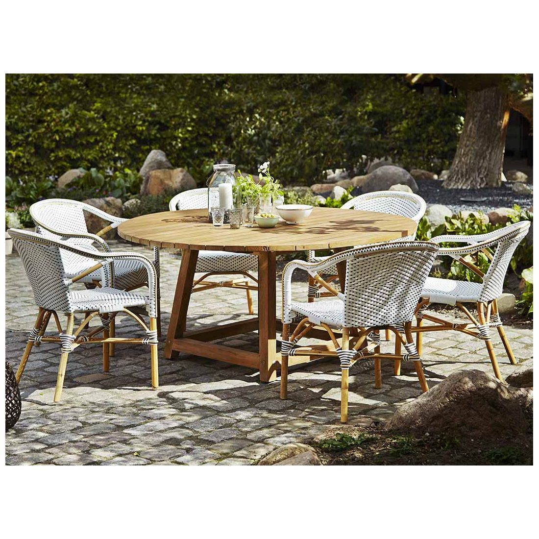 Table ronde en teck pour le jardin 160 cm