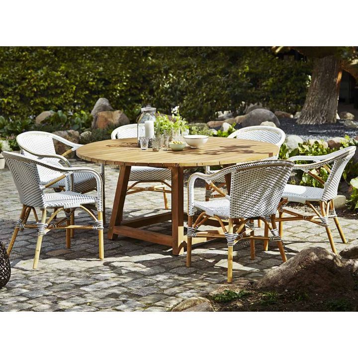 Table ronde en teck pour le jardin 160 cm