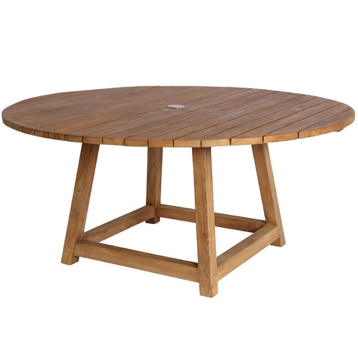 Table ronde en teck pour le jardin 160 cm