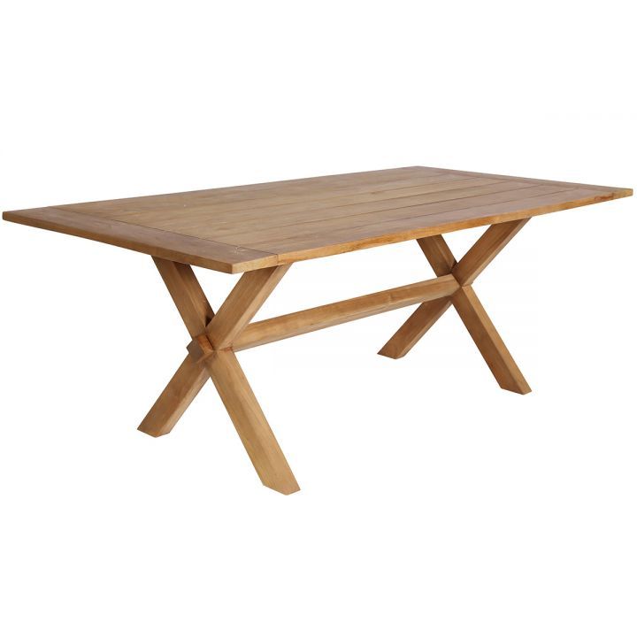 Table de jardin en teck pied croisé 200 cm