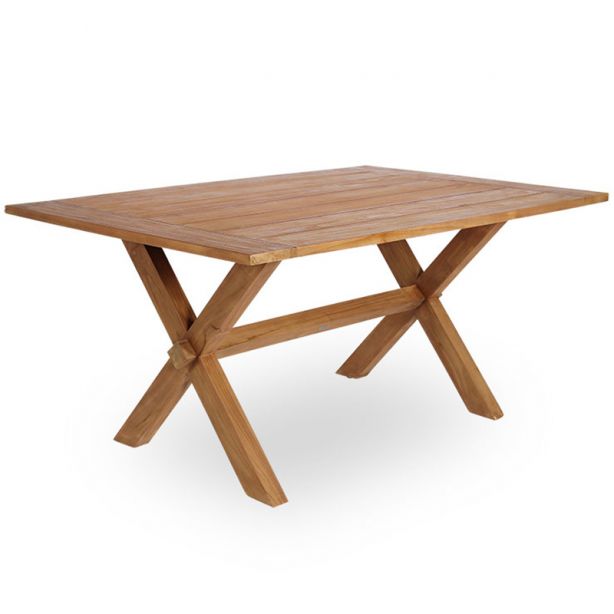 Table en teck pied croisé 160 cm