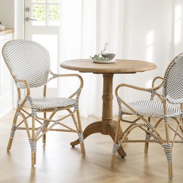 Fauteuil de jardin en rotin naturel et résine tressée, empilable