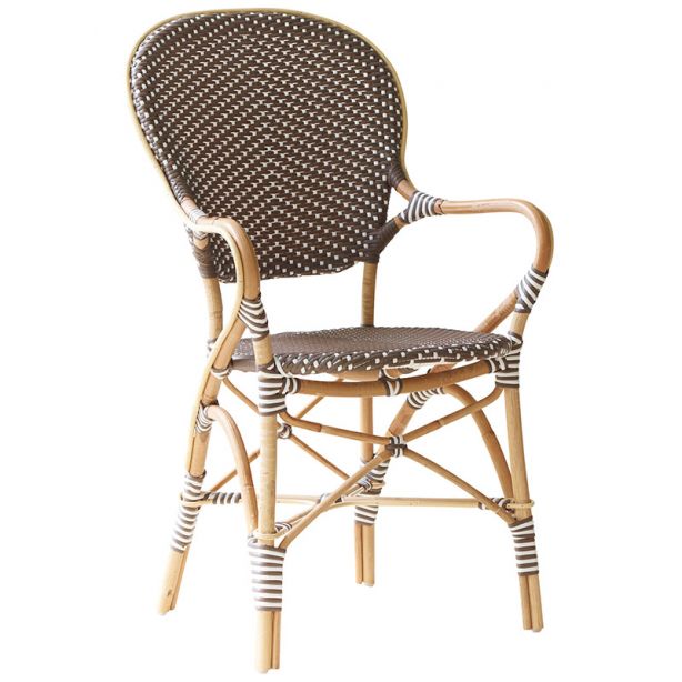 Fauteuil de jardin en rotin naturel et résine tressée, empilable