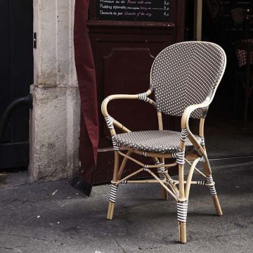 Fauteuil de jardin en rotin naturel et résine tressée, empilable