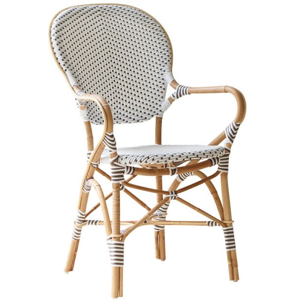 Fauteuil de jardin en rotin naturel et résine tressée, empilable