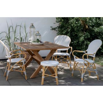 Fauteuil de jardin en rotin naturel et résine tressée, empilable