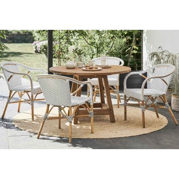 Fauteuil de jardin en rotin naturel, large et empilable, Madeleine