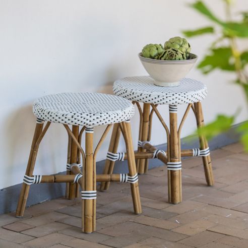 Tabouret en rotin naturel et résine tressée
