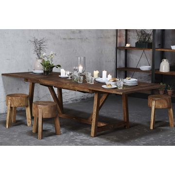Table en teck ancien avec 1 rallonge 200 / 280 cm