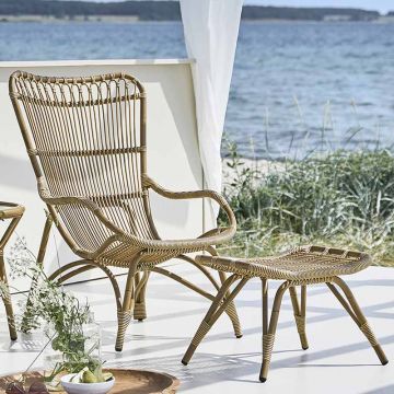 Repose pieds de jardin en alu-rotin, spécial extérieur, Monet de Sika Design