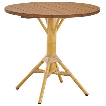 Table de bar ronde 80 cm en teck et pieds en alu