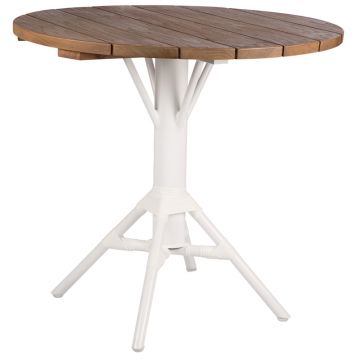 Table de bar ronde 80 cm en teck et pieds en alu