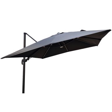 Parasol déporté, 300 x 300 cm, avec leds et socle à roulettes