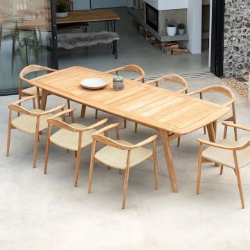 Grande table pique-nique en teck et pieds alu, Carelli