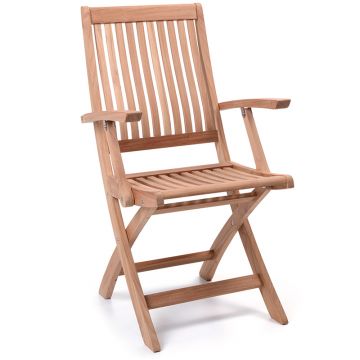 Fauteuil pliant galbé en teck massif, Chester
