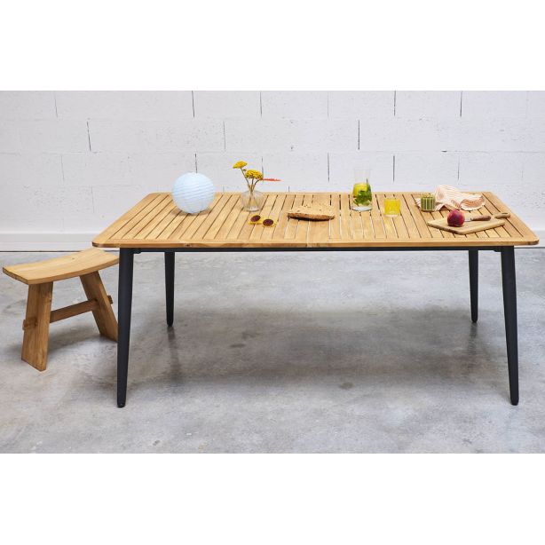 Table en teck massif et alu 185 cm, Enzo