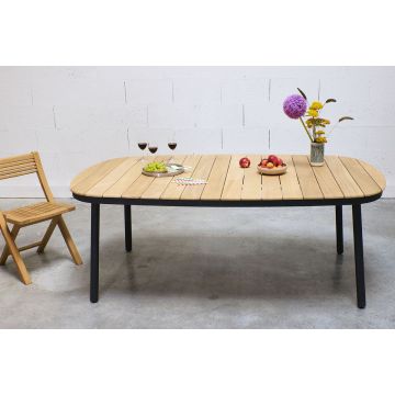 Table de jardin 200 x 120 cm en alu et bois de roble, Cordial