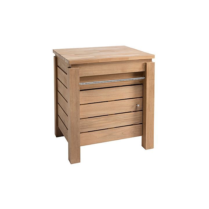 Meuble vasque teck 65 cm, plan de toilette bois/pierre naturelle, Origin