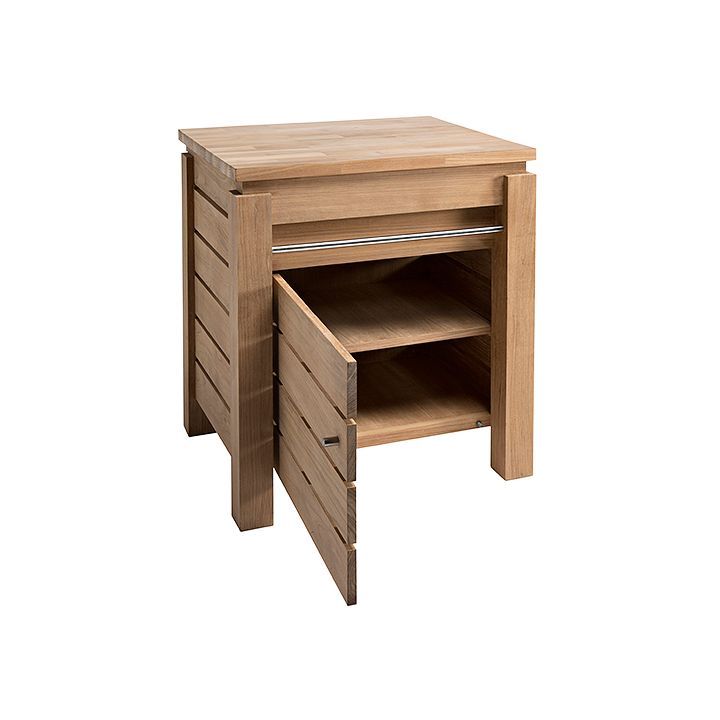 Meuble vasque teck 65 cm, plan de toilette bois/pierre naturelle, Origin