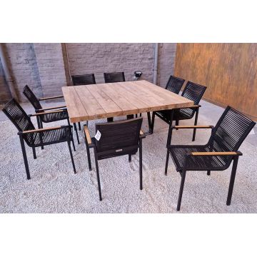 Table de jardin carrée 150 cm en teck massif, Margarite