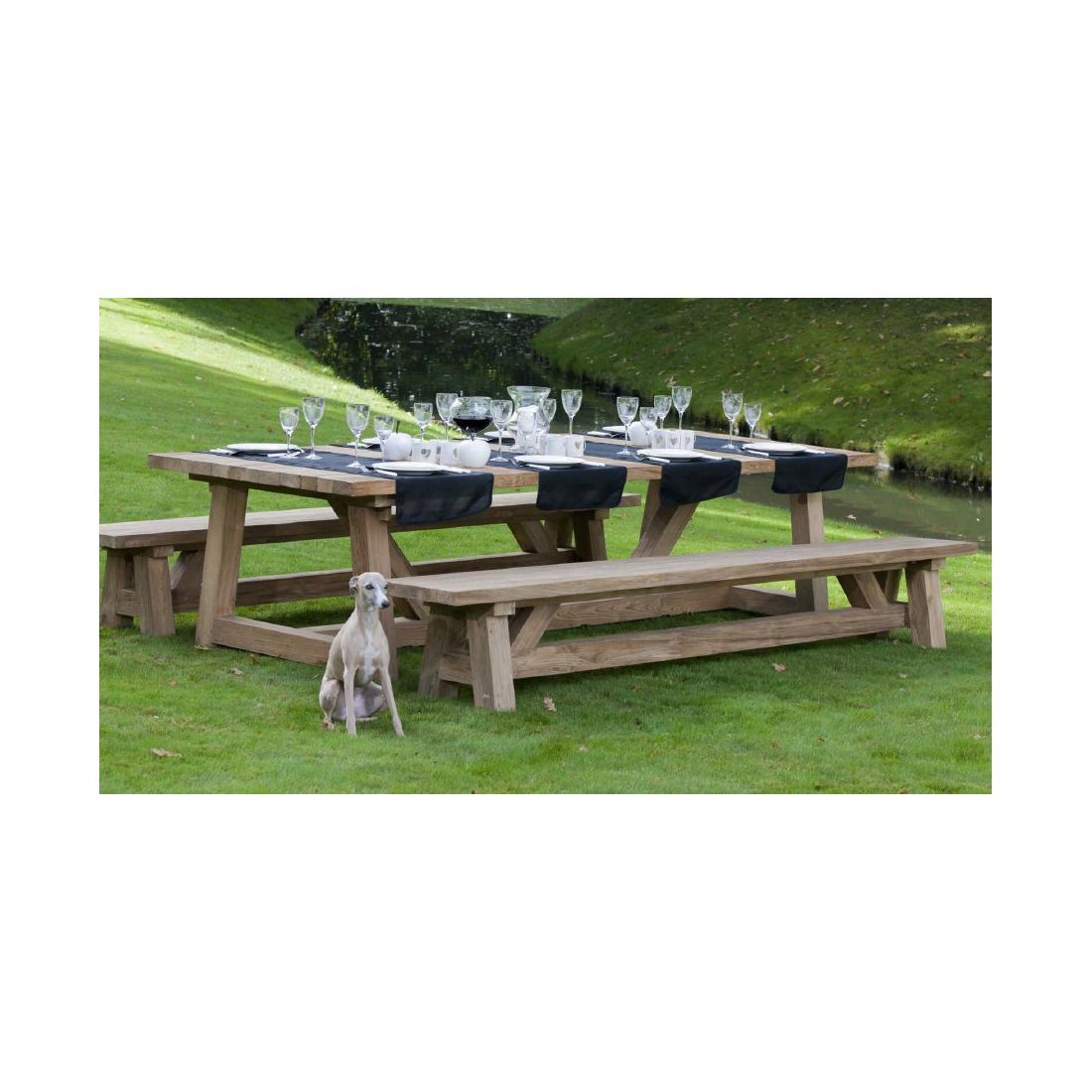 Banc en vieux teck 300 cm, modèle Cottage