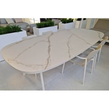 Large table de jardin design 260x120 cm avec un plateau en céramique, Mali