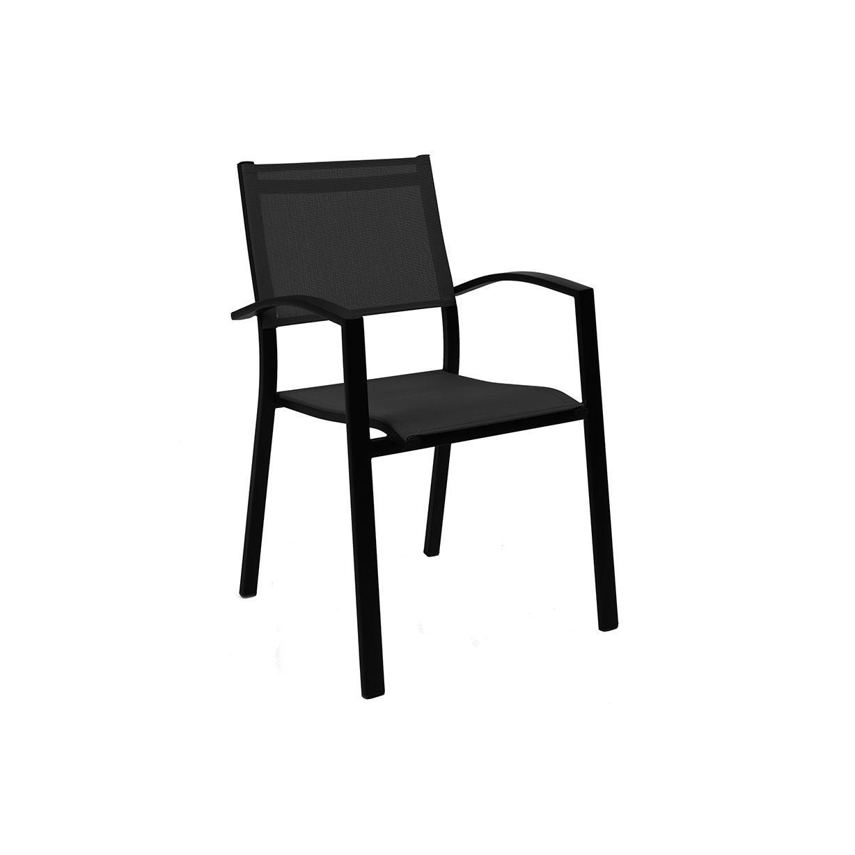 Fauteuil empilable en alu mat et textylène, Rondo