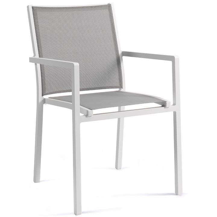 Fauteuil de jardin empilable en aluminium et textylène, Bari
