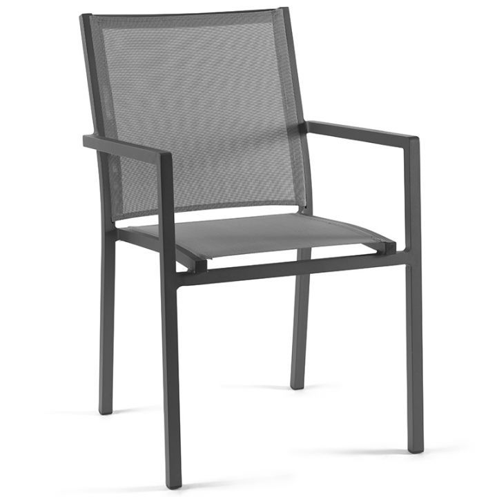 Fauteuil de jardin empilable en aluminium et textylène, Bari