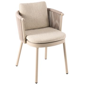 Fauteuil de jardin avec coussins ton lin / beige, Mendoza