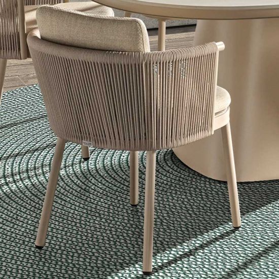 Fauteuil de jardin avec coussins ton lin / beige, Mendoza