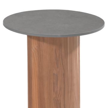 Table basse ronde en teck et pierre frittée, Vialli