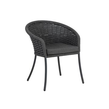 Fauteuil de table en alu et cordage tressé gris anthracite, Cordial