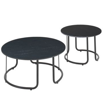 Lot de 2 tables de salon de jardin design en céramique, Lagos