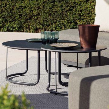 Lot de 2 tables de salon de jardin design en céramique, Lagos