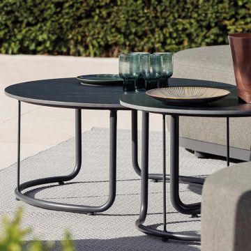 Lot de 2 tables de salon de jardin design en céramique, Lagos