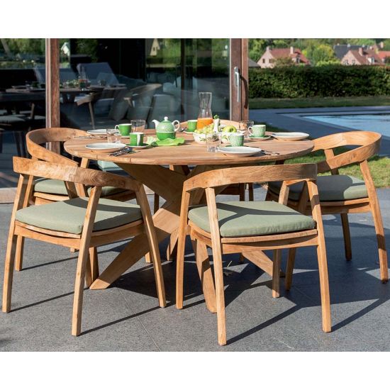 Table de jardin ronde en teck massif 135 cm, Java