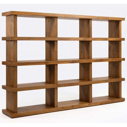 Bibliothèque avec 5 grandes étagères en teck 210x146 cm 