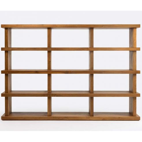 Bibliothèque avec 5 grandes étagères en teck 210x146 cm 