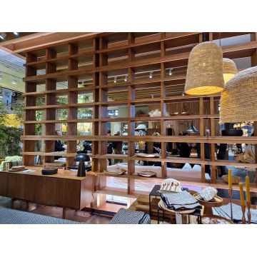 Bibliothèque de 3 longues étagères en teck 210x76 cm