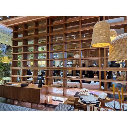 Bibliothèque avec 5 grandes étagères en teck 210x146 cm 