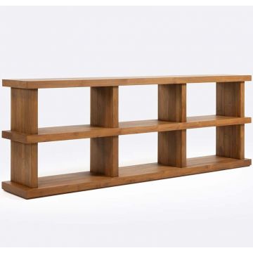 Bibliothèque de 3 longues étagères en teck 210x76 cm