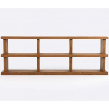 Bibliothèque de 3 longues étagères en teck 210x76 cm