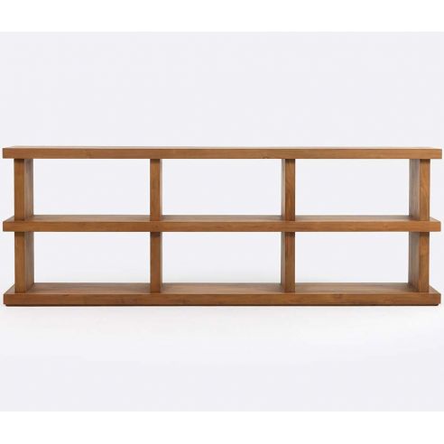 Bibliothèque de 3 grandes étagères en teck 210x76 cm